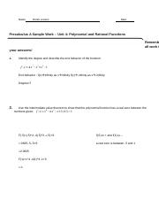 Precalculus A - Unit 4 Sample Work.docx