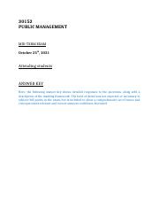 Public Management 30152 attending students - 25 10 2021 first midterm answer key.docx