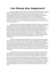 can we buy happiness with money essay