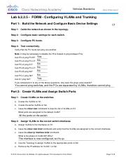 CCNA Answers for DOC 6.2.2.5 Configuring VLANs and Trunking FORM