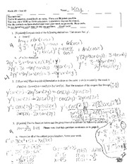 Calculus 1 Math 151 Test 3 & Answer Key
