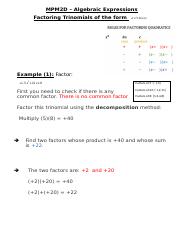 Factoring Trinomials - Part 2- - ax^2+bx+c.docx