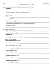 Module 26 - How We Learn and Classical Conditioning Guided Reading Notes.pdf