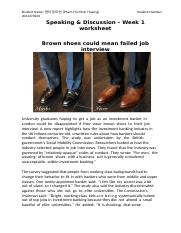 Week 1 worksheet (Brown shoes means failed job interview  Happiness v Consumerism).docx
