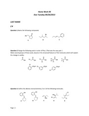 Organic Chem Home Work-#4