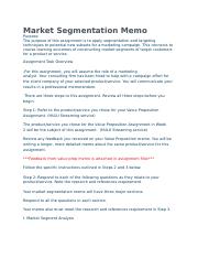 assignment 2 market segmentation memo