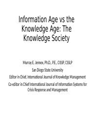 CIDM3330_Jennex_Overview_Knowledge_Society.ppt