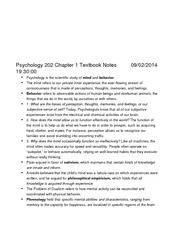 Psychology 202 Test 1 Textbook Notes