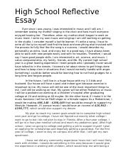 High School Reflection Free Essay Example