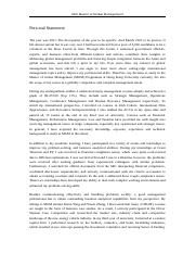 hku global management personal statement