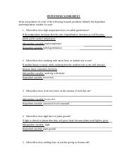 hypothesis writing practice answer key