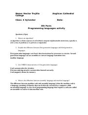 WK 6- Programming languages  Activity Work.docx