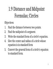 1.9 Distance and Midpoint Formulas; Circles.pptx