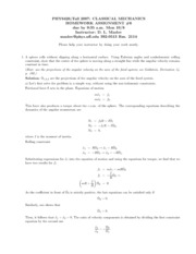 Classical mechanics homework solutions