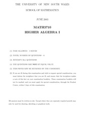 Group Theory Algebra finalexam2003