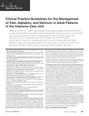 Guidelines for the Management of Pain, Agitation, and Delirium in Adult Patients in the ICU - Americ