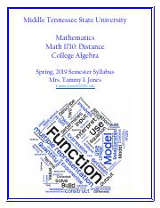 College Algebra Course Syllabus Schedule and information TLJ Spring 2019 Distance Learning.pdf