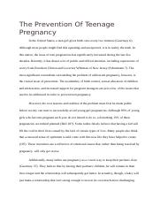 The Prevention Of Teenage Pregnancy.docx