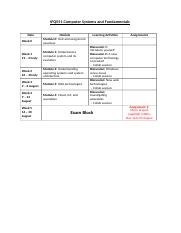 551 Computer Systems and Fundamentals Study Schedule.docx