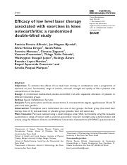 Artigo - Efficacy of low level Laser therapy associated with exercises in knee osteoarthritis - a ra