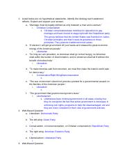 Contemporary American Political Ideologies Worksheet 