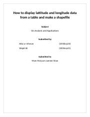 How to display lattitude and longitude data from a table and make a shapefile.docx