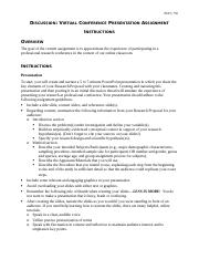 Discussion Virtual Conference Presentation Assignment Instructions.docx
