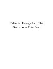 talisman energy iraq