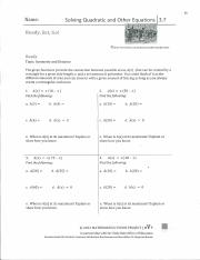 Module 3.7 - Name: Solving Quadratic and Other Equations 3.7 Ready 
