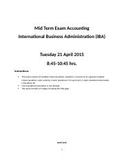 Midterm Exam (Accounting IBA)