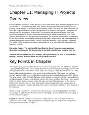 Chapter 11-Managing IT Projects