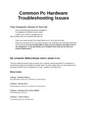 Common Pc Hardware Troubleshooting Issues.docx