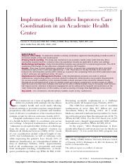 Implementing Huddles Improves Care Coordination in an Academic Health Center.pdf