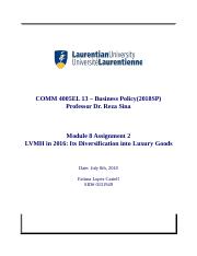 Lopez Castell Fatima LVMH in 2016 Its Diversification into Luxury Goods Module 8 Individual Case Stu