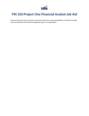 FIN 320 Project One Financial Analyst Job Aid.docx