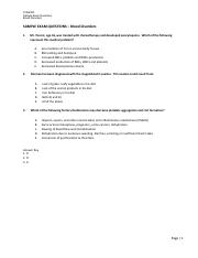 PSH 4300  BLOOD DISORDERS_Sample Exam Questions