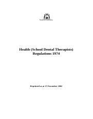 Health (School Dental Therapists) Regulations 1974 - [01-00-01].doc