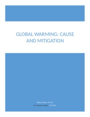 Global Warming Cause and Mitigation