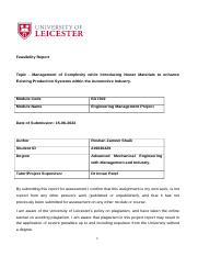 ArpitAgrawal_Roshan_UniversityOfLeicester-DissertationFeasibilityReport-CompositesAutomotiveIndustry