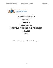 grade 10 business studies creative thinking and problem solving activities