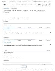 Feedback for Activity 3 - Accounting for Short-term Assets - eSummer August 2018 BAT4ME-20-Principle