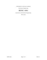 BENG1001 2011 Paper