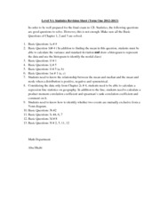Statistics Revision Sheet Term 1