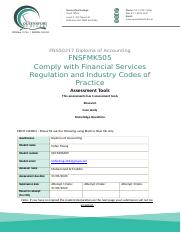 FNSFMK505 Student assessment.docx