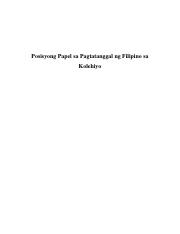 Posisyong-Papel.pdf - Posisyong Papel sa Pagtatanggal ng Filipino sa
