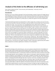 Essay - Analysis of the limits to the diffusion of self-driving cars.docx
