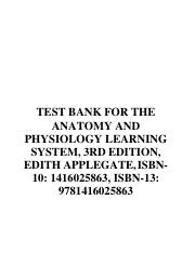 Test Bank  for The Anatomy and Physiology Learning System, 3rd Edition, Edith Applegate.pdf