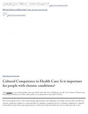 Cultural Competence in Health Care: Is it important for people with chronic conditions? | Health Pol
