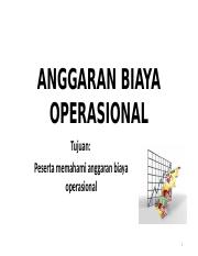 6. ANGGARAN BIAYA OPERASIONAL & ANGGARAN LABA