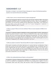 Assignment 1.0 Project managment questions.docx
